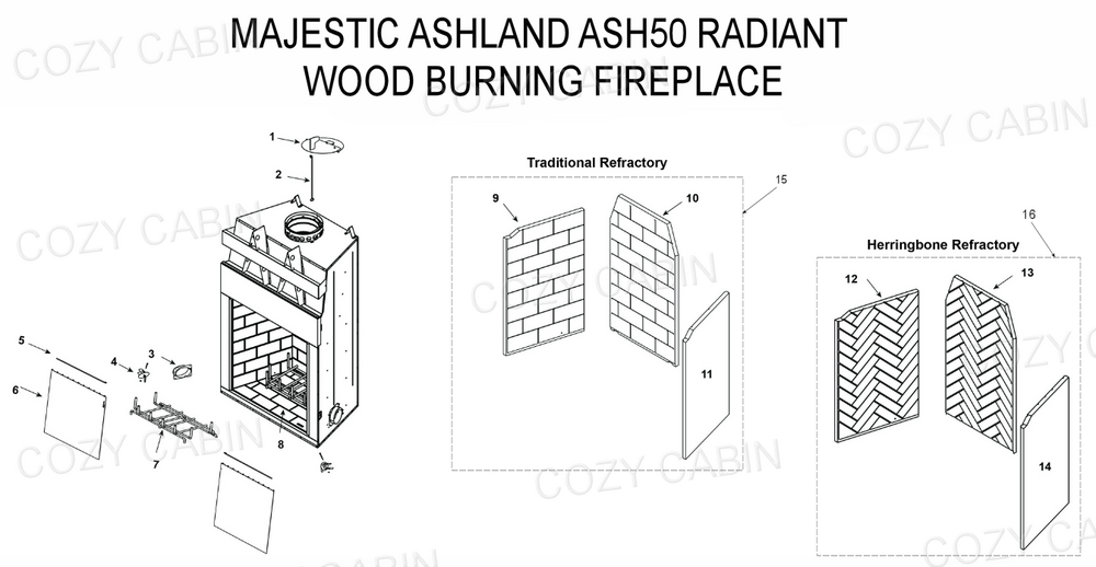 Majestic Ashland Radiant Wood Fireplace (ASH50) #ASH50